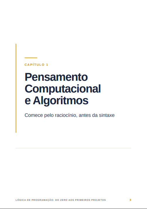Página de abertura do Capítulo 1 do eBook Lógica de Programação: Do Zero aos Primeiros Projetos