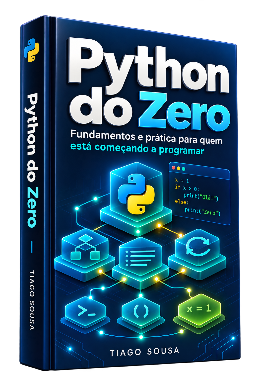 Capa 3D do eBook Python do Zero, de Tiago Sousa